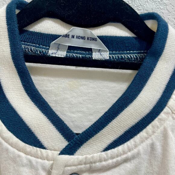 Vintage 90s Van Heusen Men's White Cotton Bomber Jacket Snap Button; Large - Picture 4 of 9